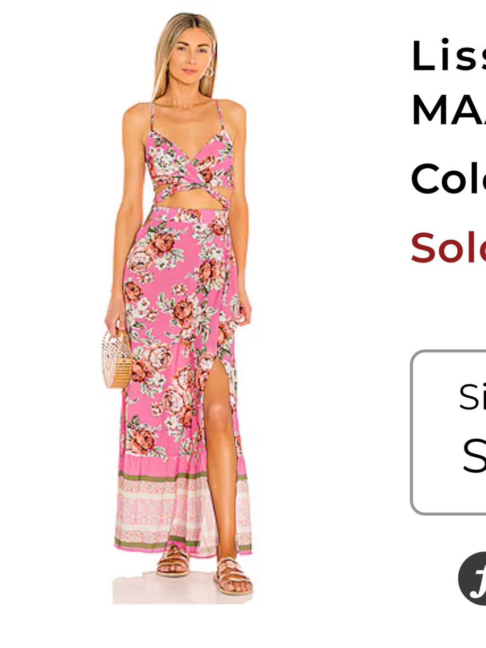 Maaji Pink Floral Halter Maxi Dress with Green Trim